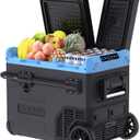 Tecnolove 45L Dual Zone Car Refrigerator Freezer, -4~68, 48Qt Compressor Cooler with Reversible Door, Metal Handle, Dual Battery Slot, 100240V AC / 12V / 24V DC Powered, LED Light  Ice Blue