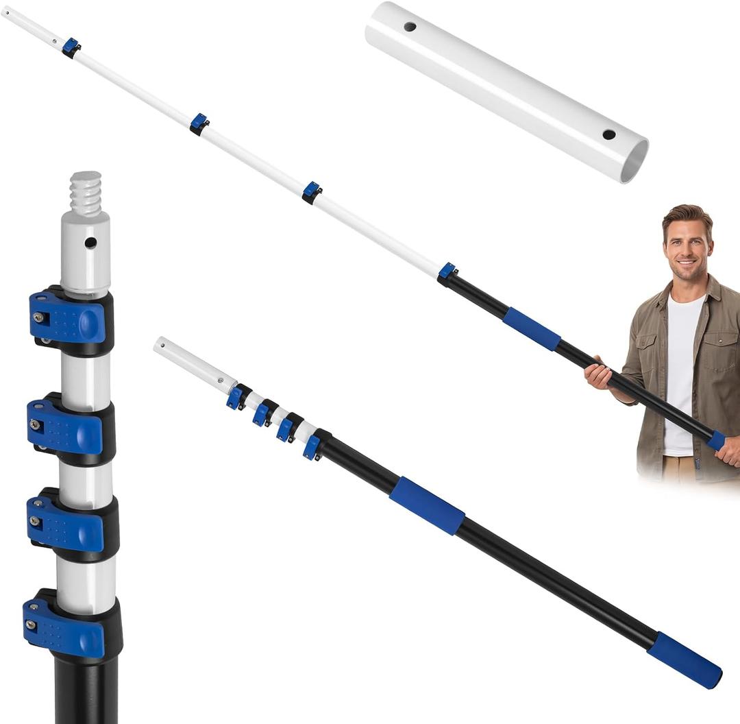 getlstub 12FT Telescopic Pool Pole, Heavy Duty Aluminum Extension Pole 3.3-12 FT for Above Ground & Inground Pools, Fits Skimmer, Net, Brush & Vacuum Heads