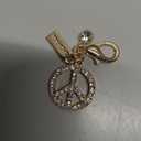 MC127 Crystal Peace Sign Lobster Clasp Charm Pendant with Pouch Bag (Golden ,1 piece)
