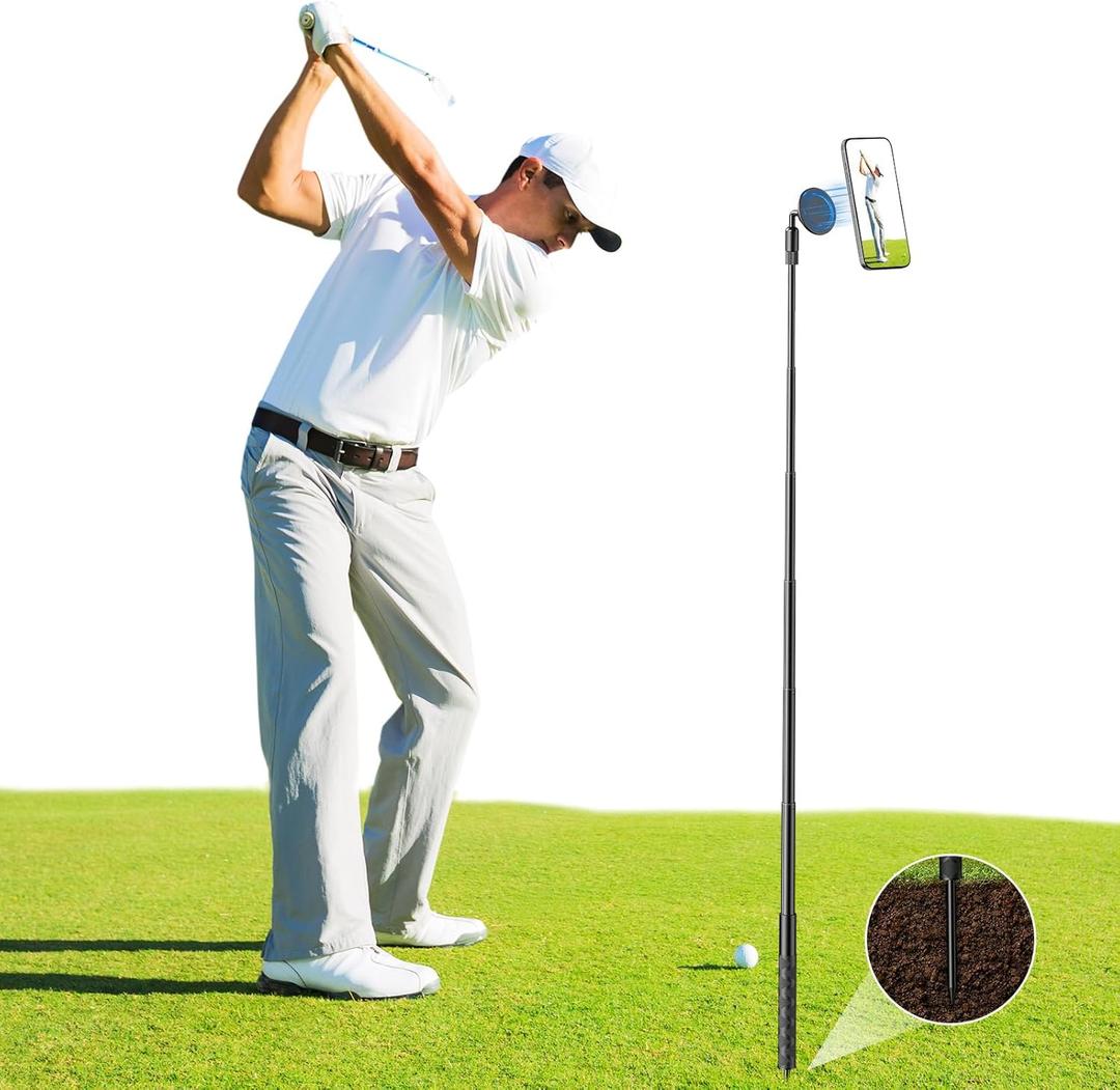 Monopod and Tripod Selfie Stick to Record Golf Swing Training Aid, Magnetic Golf Film Stick Adjustable Aluminum Compatible with Magsafe iPhone 16/15/14/13/12 Plus Pro Max Series