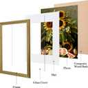 eletecpro 12x16 Picture Frames Set of 2, Vintage Frames with Glass Cover, Ornate Gold Photo Frame Displays 8.5x11 Photo with Mat or 12x16 without Mat for Home Wall Mount Decor, Gold
