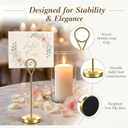 Radezon 16 Pcs Gold Table Number Holders, 6-Inch Stable Place Card Holders with Non-Slip Base, Metal Photo Stands for Wedding Table, Reception & Parties