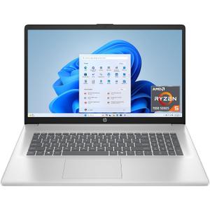 HP 17.3 inch Laptop, HD+ Display, AMD Ryzen 5 7520U, 16 GB RAM, 512 GB SSD, AMD Radeon Graphics, Windows 11 Home, Natural Silver, 17-cp2199nr