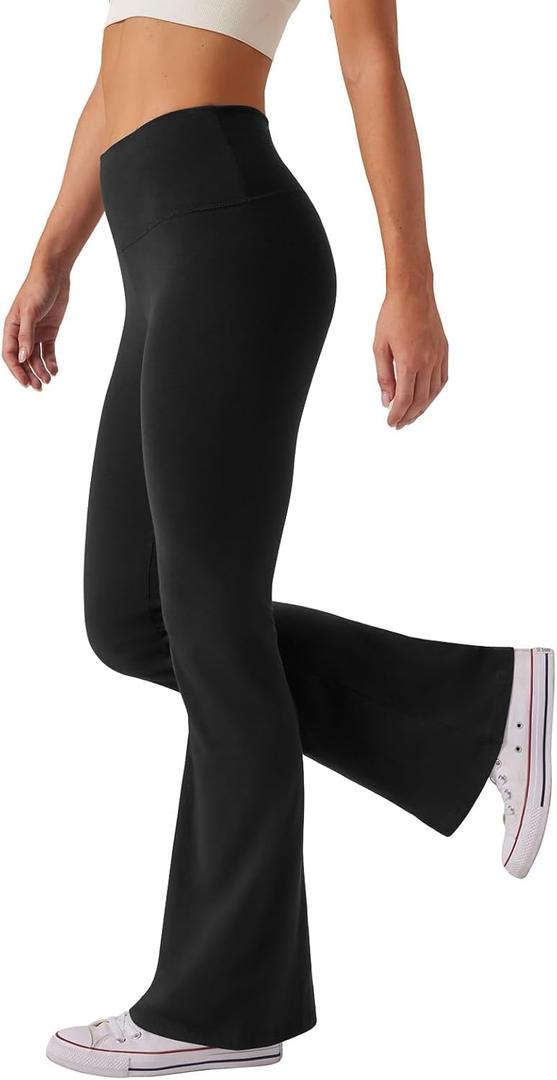 Women's High Waist Bootcut Yoga Pants Tummy Control Workout Flare Leggings (X-Large, Black)