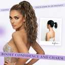 ZQIAN BEAUTY 18 Inch Claw Clip Ponytail Extension, Wavy Pony Tails Hair Extensions, Synthetic Hair Extensions Ponytail, Clip On Ponytails for Women (Color: Chestnut Brown with Blonde Highlights)