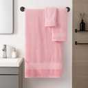 REDKISS Pink Towel Set of 8-100% Cotton Luxury Bath Towels Set for Bathroom, 600 GSM Highly Absorbent Bathroom Towel with 2 Large Bath Sheet, 2 Hand, 4 Washcloths, Pink Shower Towels for Dorm