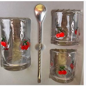Mixing Glass Cocktail 4pc Set Cherry