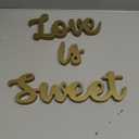 Love Is Sweet Table Decor Hollow Sign Wooden Love Is Sweet Sign for Dessert Table Freestanding Wood Is Wooden Letter Top for Wedding Shelf(Gold)