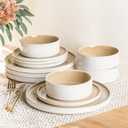 AmorArc Ceramic Dinnerware Sets, Handmade Reactive Glaze Stoneware Plates and Bowls Sets,Highly Chip and Crack Resistant | Dishwasher & Microwave Safe Dishes Set, Service for 4 (12pc)