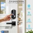 Veise VE07-L Fingerprint App Control Smart Locks with Heavy-Duty Zinc Alloy Handles, Keyless Entry for Front Door, Digital Electronic Touchscreen, Auto Lock, Waterproof, Easy Install, Matte Black