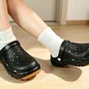 Women Men's Adult Non-Slip Clogs Garden Shoes Slip-on Outdoor Slippers (Black), 11-12 Women/10-11 Men