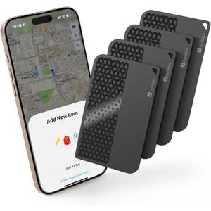 2025 [Apple MFi Certified] (iOS Only) Bluetooth Tracker Smart Card for Apple Find My iPhone Wallet GPS Tracker, 5-10 Years Staying Power, Keys Finder and Item Locator for Keys, Bags, Passport (4 Pack)