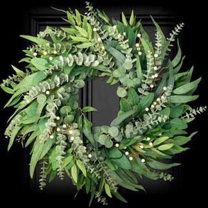 26 Inch Eucalyptus Wreaths for Front Door Year Round, Large Green Artificial Farmhouse Wreath for Home Decorations Outdoor Indoor Wall Window Porch