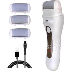 Electric Callus Remover for feet - FSA Eligible - Portable Rechargeable Electric Foot Files with 3 Heads - Pedicure Kit for Dry Dead Hard Cracked Skin (1 Count (Pack of 1))