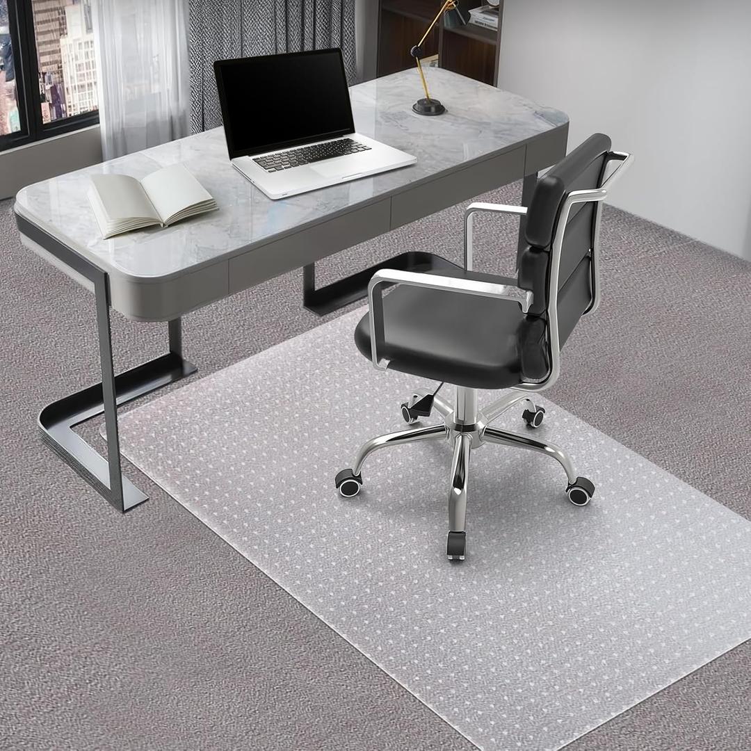 Vicwe Office Chair Mat for Carpeted Floors, 55"X36" Rectangle Desk Chair Mats with Studs for Low and No Pile Carpeted Floors, Easy Glide Computer Desk Chair Mat for Home & Offices (Transparent)