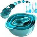13 Pcs Mixing Bowls Set, RV Camping Accessories Set, Apartment Kitchen Gadget Easy Storage, Inculding Measuring Cups Colander Sifter Large Bowl Whisk Scraper, Great for Cooking and Baking, No BPA