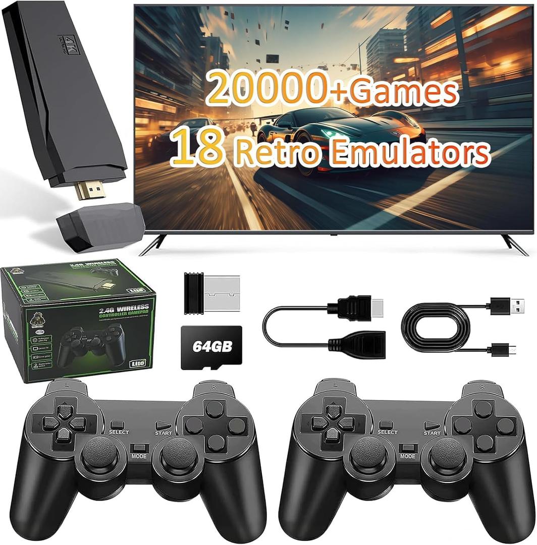 Retro Gaming Console,Vide Game Consoles with 4K HDMI,18 Classic Emulators,Plug and Play,20000+ Games Built-in Classic Video Games