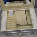 Frebeauty 5-layer Jewelry Box,Faux Leather Jewelry Organizer with 4 Drawers,Jewelry Organizers and Storage with Mirror,Jewelry Holder Organizer for Necklace,Jewerly Boxes for Women Girls(White) (Medium)