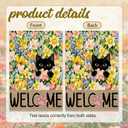 2 x Spring Floral Garden Flag, 12x18 Inch Double Sided Burlap Black Cat Welcome Yard Flag, Seasonal Holiday Lawn Proch Outdoor Outside Decor