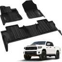 LASFIT Floor Mats for Toyota Tundra 2014-2021 CrewMax Cab, All Weather Custom Fit Floor Liner for Tundra SR5/TRD/Limited TPE Mats Front&Rear 2 Row Car Mats, Black
