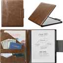 CoBak Premium PU Leather Case for 10.3" Remarkable 2 Tablet (2020) - Folder Design, Slim Hard Shell with Pen Holder, Brown Leather