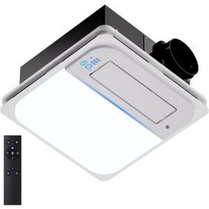 5-in-1 Bathroom Exhaust Fan with Light and Heater, Smart Humidity Sensor, 190 CFM 1.0 Sone Ultra Quiet Vent Fan, 1800W Fast Heating, 1500LM LED, Remote Control, UL Certified