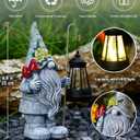 Garden Gnome Statue with Solar Lights Lantern,Outdoor Sculpture Home Decor for Yard Lawn Balcony Patio Porch,Gardening Gifts for Mom Women Grandma