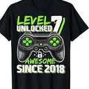 7th Birthday Boy Level 7 Gamer 7 Year Video Game Party T-Shirt S