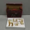 3pcs Resin Reindeer Figurines for Christmas Decor Gold Tabletop Reindeer Statues Small Decorative Deer Figurines for Indoor Christmas Tabletop Mantle Decorations