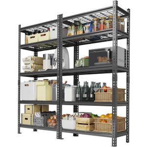 Garage Shelving 2200 LBS Storage Shelves Adjustable Metal Shelving Unit Heavy Duty 5 Tier Metal Shelves for Garage Kitchen Pantry Warehouse Basement, 36" W  16" D  72" H, 2 Pack (Black)