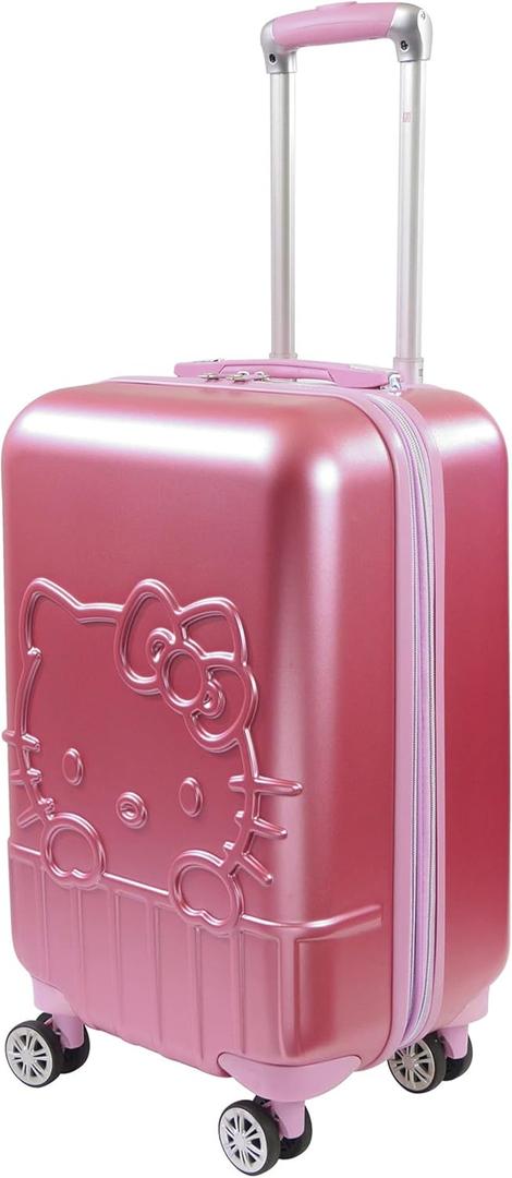 FUL Hello Kitty Carry On Luggage, Molded Hardshell Rolling Suitcase with Spinner Wheels, Pink, 21 Inch