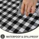 Rectangle Picnic Table Cloth, Elastic Waterproof Fitted Vinyl Tablecloths for 4 Foot Tables, Wipeable Flannel Backed Table Covers for Dining, Camping, Outdoor(Black Plaid,24"x48")