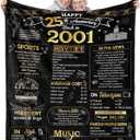 25th Anniversary Blanket Gifts Gift for 25th Silver Wedding Anniversary 25 Years of Marriage Gifts for Couple Wife Husband Dad Mom Parents Back in 2001 Throw Blanket 60Lx50W Inch