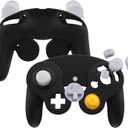 eXtremeRate Black Faceplate Backplate for Nintendo Gamecube Controller, Soft Touch Grip Replacement Housing Shell Cover with Buttons for Nintendo Gamecube Controller - Controller NOT Included