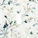 Watercolor Floral Green Leaves 1 Gang Light Switch Cover Single Toggle Wall Plate Green Botanical Flowers Decorative Electrical Switchplate Covers for Bedroom Kitchen Living Room Decor
