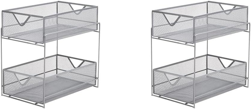 Mind Reader, Supply Storage, Makeup Accessory Organizer, 12 x 8 x 12, Silver (Pack of 2)