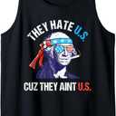 They Hate Us Cuz They Ain't Us Funny 4th of July Tank Top (Small, Black)