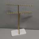 Mkono Necklace Holder Organizer Metal Jewelry Display Stand 2 Tier Bracelet Hanger Gold Tree Tower Rack for Storage Bangles and Earrings Gift for Women Bedroom Dressing Table Decor