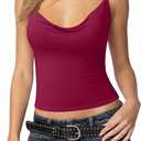 SUUKSESS Womens Sexy Cowl Neck Tank Top 2026 Modal Cami Going Out Tops (Red, L)
