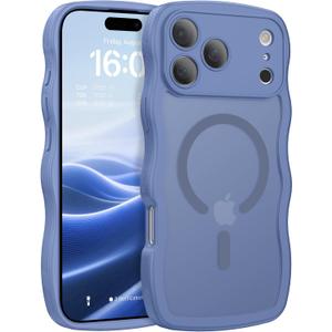 BENTOBEN Magnetic for iPhone 17 Pro Case, Cute Wavy Full Camera Protection [Compatible with MagSafe] Matte Anti-Slip Bumper Women Girls Boys Protective Cover for 17 Pro 6.3", Sierra Blue