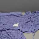 Fisoew Womens Summer Crochet Cover Up 2 Piece Skirt Sets Sleeveless Crop Cardigan Tank Tops Swim Beach Boho Coverup Set Purple Blue Large