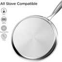 COOKER KING 9.5" Round Griddle Pan, 3-Ply Hybrid Stainless Steel Crepe Pan with Stay-Cool Handle, Non Stick & Non Toxic for Pancake, Eggs, All Stovetop & Induction Compatible, Oven & Dishwasher Safe