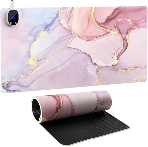 HAOCOO Heated Mouse Pad, Desktop Matt for Keyboard and Mouse, Smart Digital Display Computer Mouse Pad, Durable Leather Desk Mat, Table Decor Desk Accessories Mat
