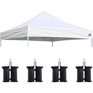 Eurmax USA New 10x10 Pop Up Canopy Replacement Canopy Tent Top Cover, Instant Canopy Top Cover ONLY, Choose 30 Colors, Bonus 4PC Pack Weight Bag (White)