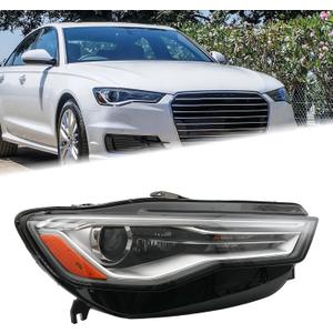 RH HID/Xenon Headlight Assembly Fit for 2016 2017 2018 Audi A6 Quattro S6 LED DRL Headlamp Right Passenger Side Without Ballast and Bulb AU2503195 4G0941044H