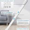Electrical Outlet Extender 2 USB-A, 1 USB-C and 2 AC Electrical Outlet Extender Stick, Extends 22"-34", 180 Rotating Wall Outlet Extender for Hard-to-Reach Extension Cord Extender Behind Sofa