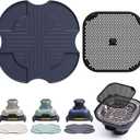 2-PCS Silicone Trivet & Splatter Shield Set for Ninja Air Crispi Accessories.Heat Resistant Mat for Air Fryer Accessories for Ninja Crispi Accessories, for FN101 Model (Blue/Green Random & Black)