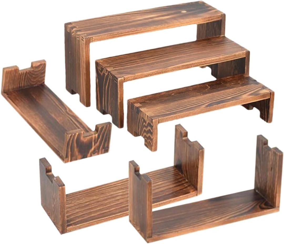 2sets Wooden Display Riser for Decor Cupcake Holder and Jewelry Figurines Home Retail Use