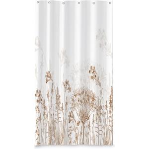 Yeele Leaves Stall Polyester Shower Curtain Farmhosue Wildflower Plant Bath Curtain Brown Flowers Waterproof Fabric Shower Curtain Set for Bathroom Decoration with Hooks 36x72 Inch (Yts00778)
