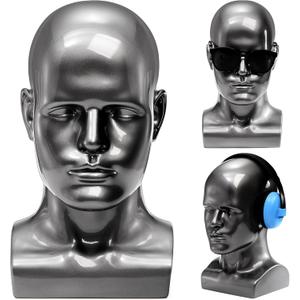 Peohud Male Mannequin Head, Professional Manikin Head, Bald Training Head for Display Wigs, Hats, Sunglasses, Headphone